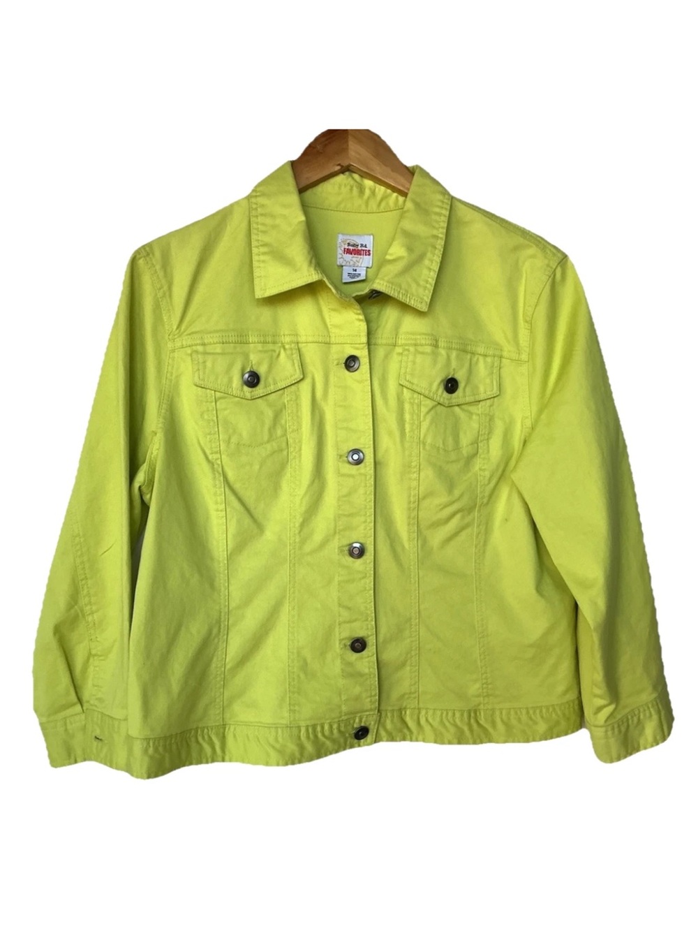 Light πβπ© Lime Green Women's Classic Denim Jacket - Picture 2 of 10